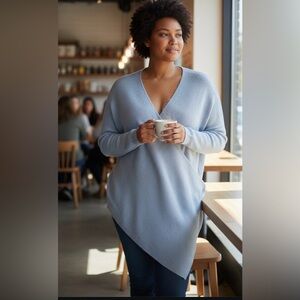 YOINS Women's Sky Blue V-Neck Sweater